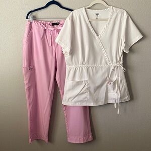 Koi Tech White Scrub Top and Mariposa Scrub Pants
